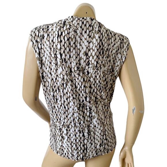 ELLEN TRACY Womens Petite Size PL Cap Sleeve Faux Wrap Animal Print V Neck Shirt - Picture 4 of 8